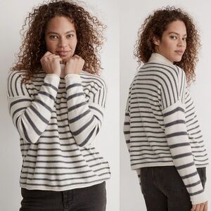Madewell mockneck cropped stripe sweater Sz medium